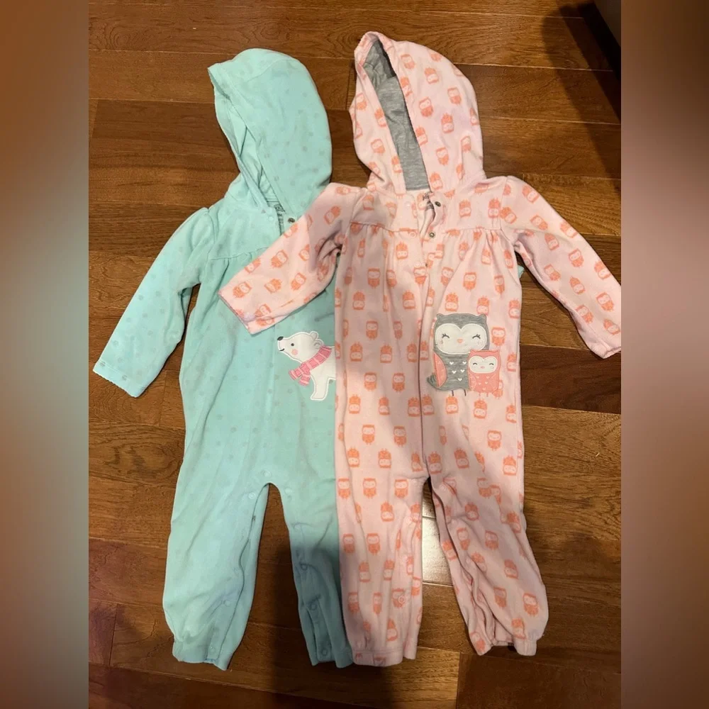 Bundle of 2 Adorable Fleece Onesies for Toddler Girls - 18M
